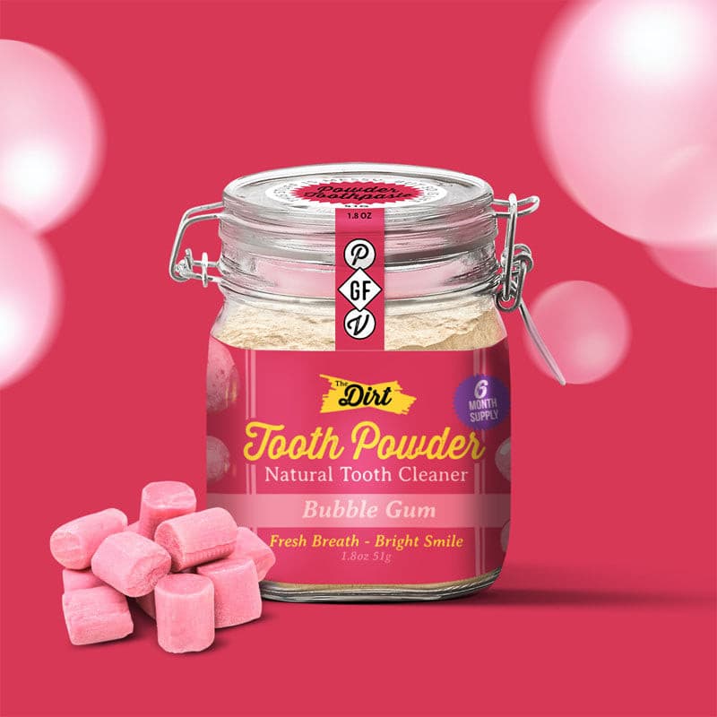 Trace Mineral Tooth Brushing Powder - The Dirt - Super Natural Personal Care 6 Month Jar / Bubblegum Oral Care