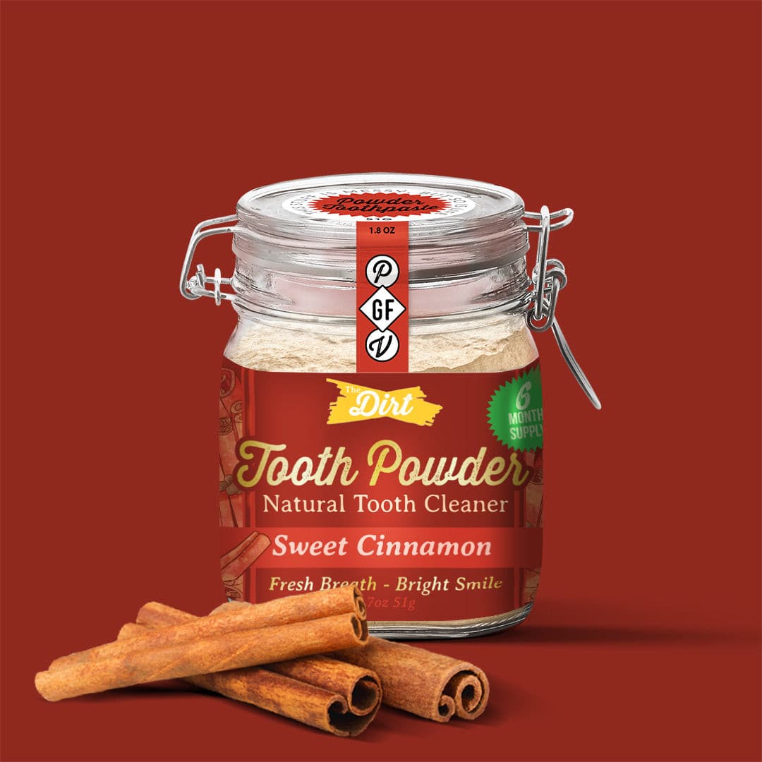 Trace Mineral Tooth Brushing Powder - The Dirt - Super Natural Personal Care 6 Month Jar / Sweet Cinnamon Oral Care