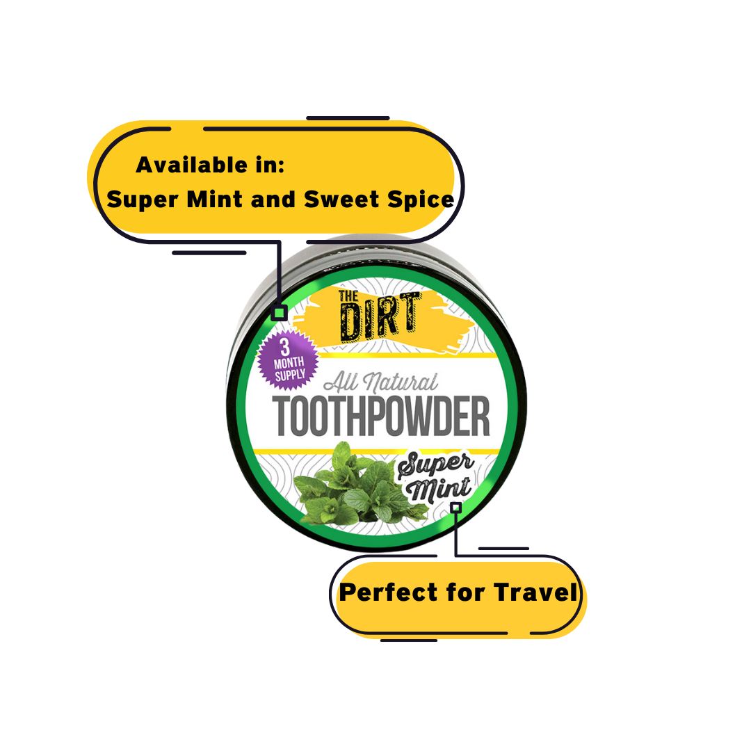 Trace Mineral Tooth Brushing Powder - The Dirt - Super Natural Personal Care Trial Jar /Super Mint Oral Care