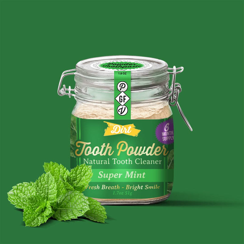Trace Mineral Tooth Brushing Powder - The Dirt - Super Natural Personal Care 6 Month Jar / Super Mint Oral Care