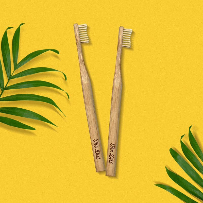 Toothbrush Eco Friendly Bamboo - Charcoal Infused Bristles - The Dirt - Super Natural Personal Care Oral Care