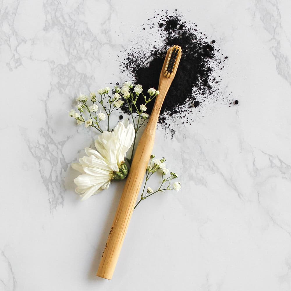Toothbrush Eco Friendly Bamboo - Charcoal Infused Bristles - The Dirt - Super Natural Personal Care Oral Care
